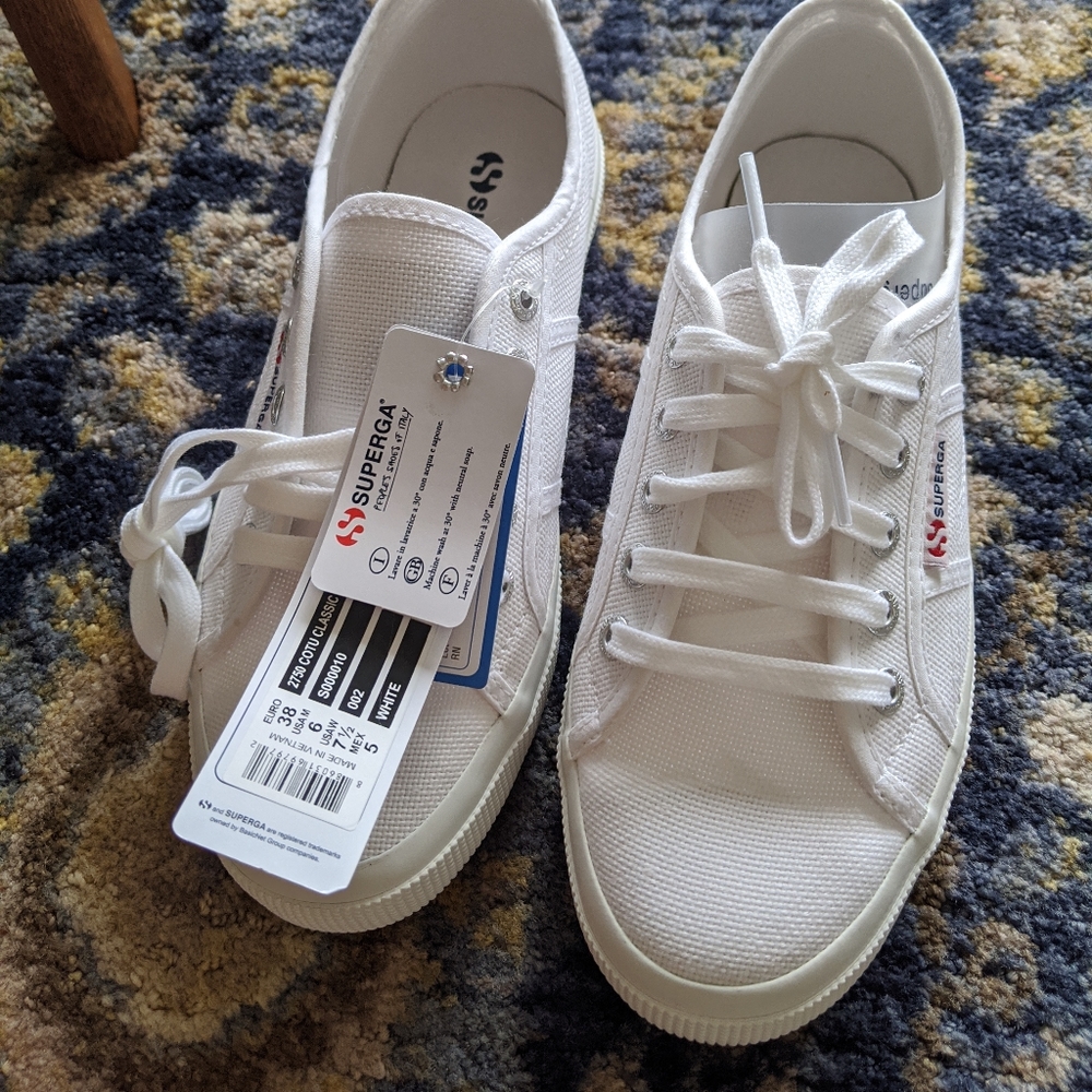 Superga Cotu classic white sneakers, size 7.5